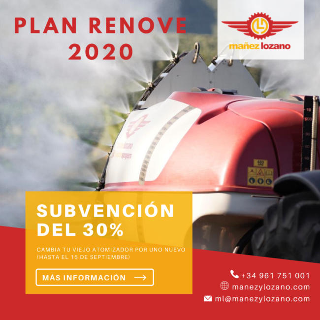 Cartel del Plan Renove 2020: subvención del 30 % para cambiar el atomizador