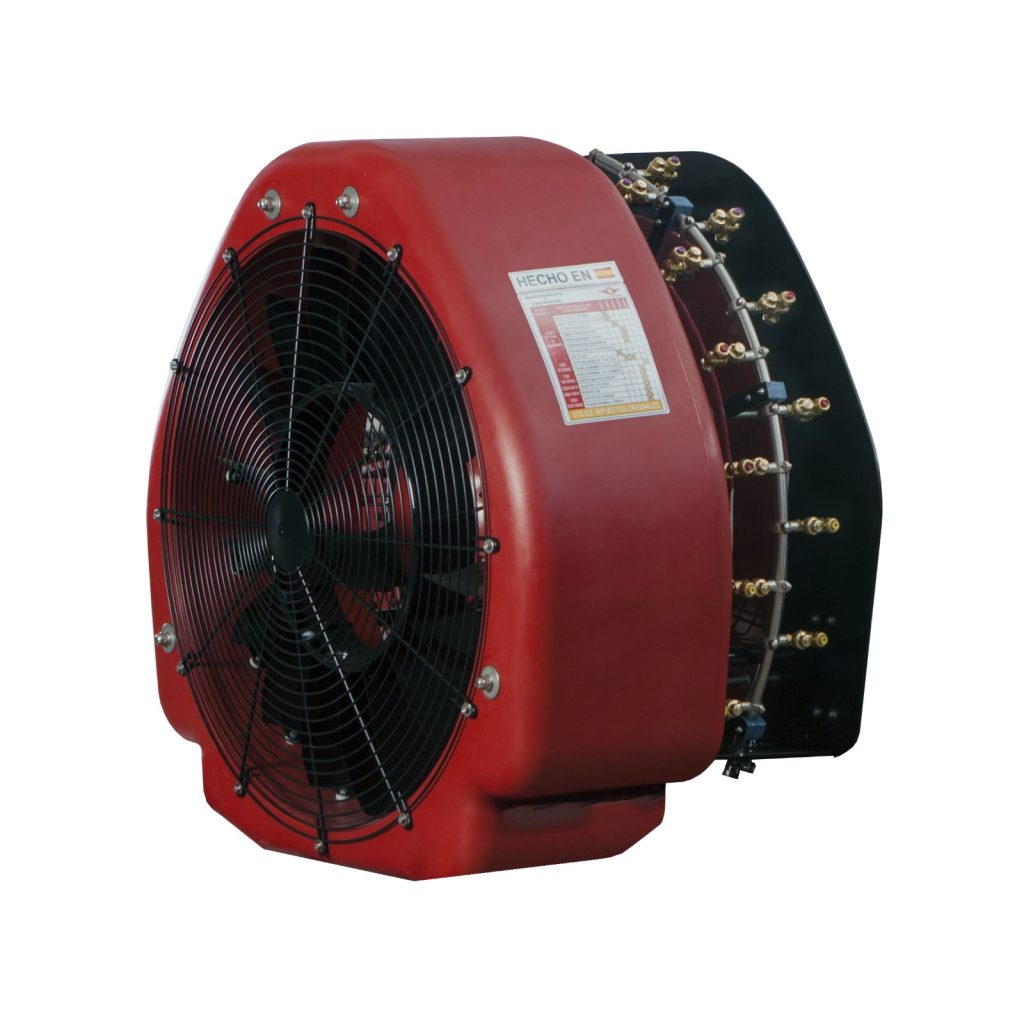 Ventilateur Narrow Citrus en polyéthylène avec triple canal d'air, en perspective