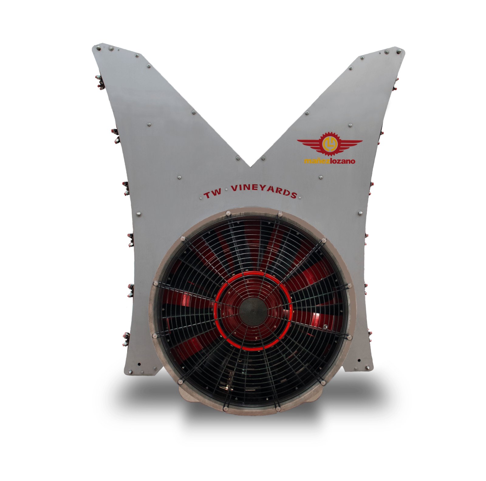 Twister Espaldera mounted sprayer fan, front view