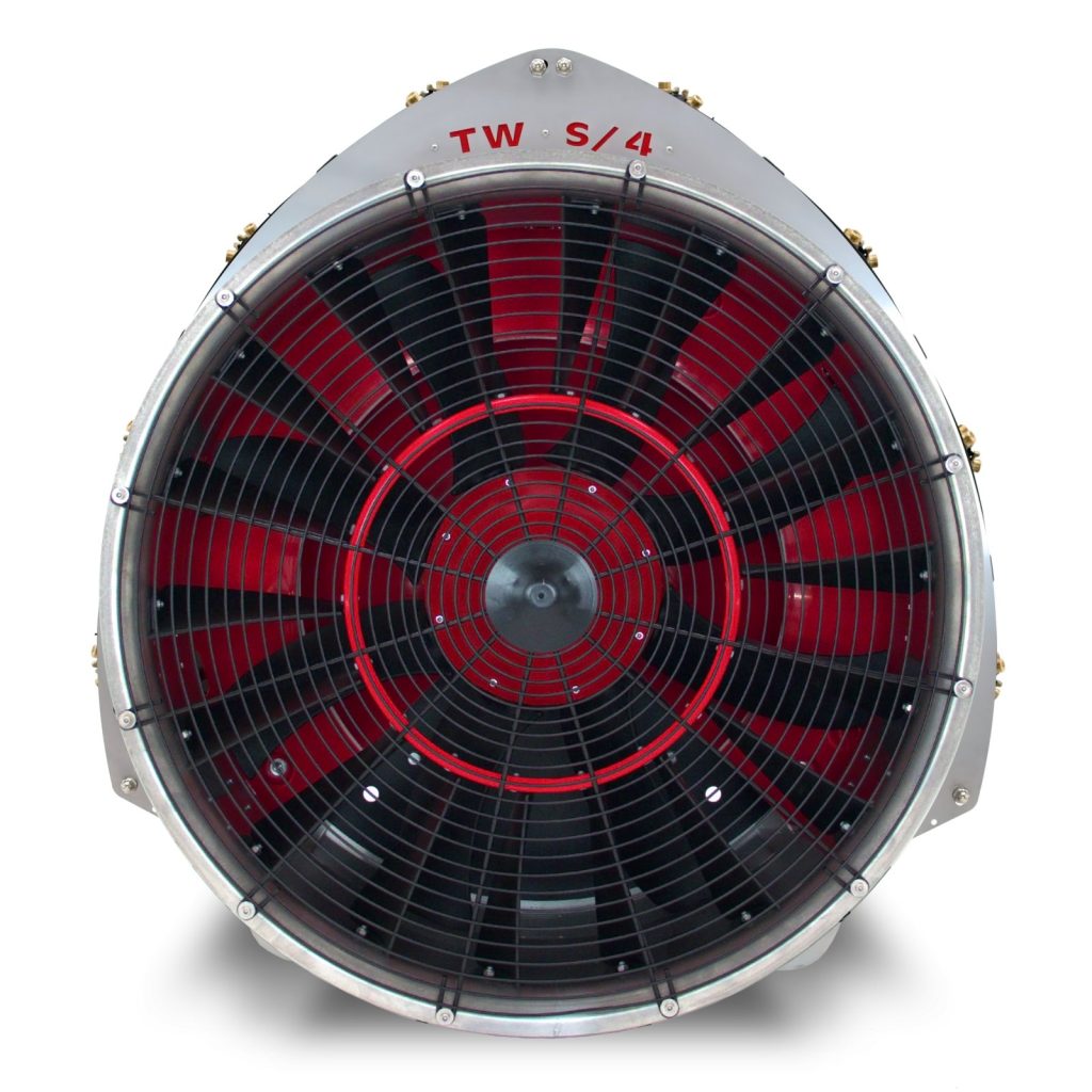 Ventilateur Narrow Twister S4 en acier inoxydable, vue de face