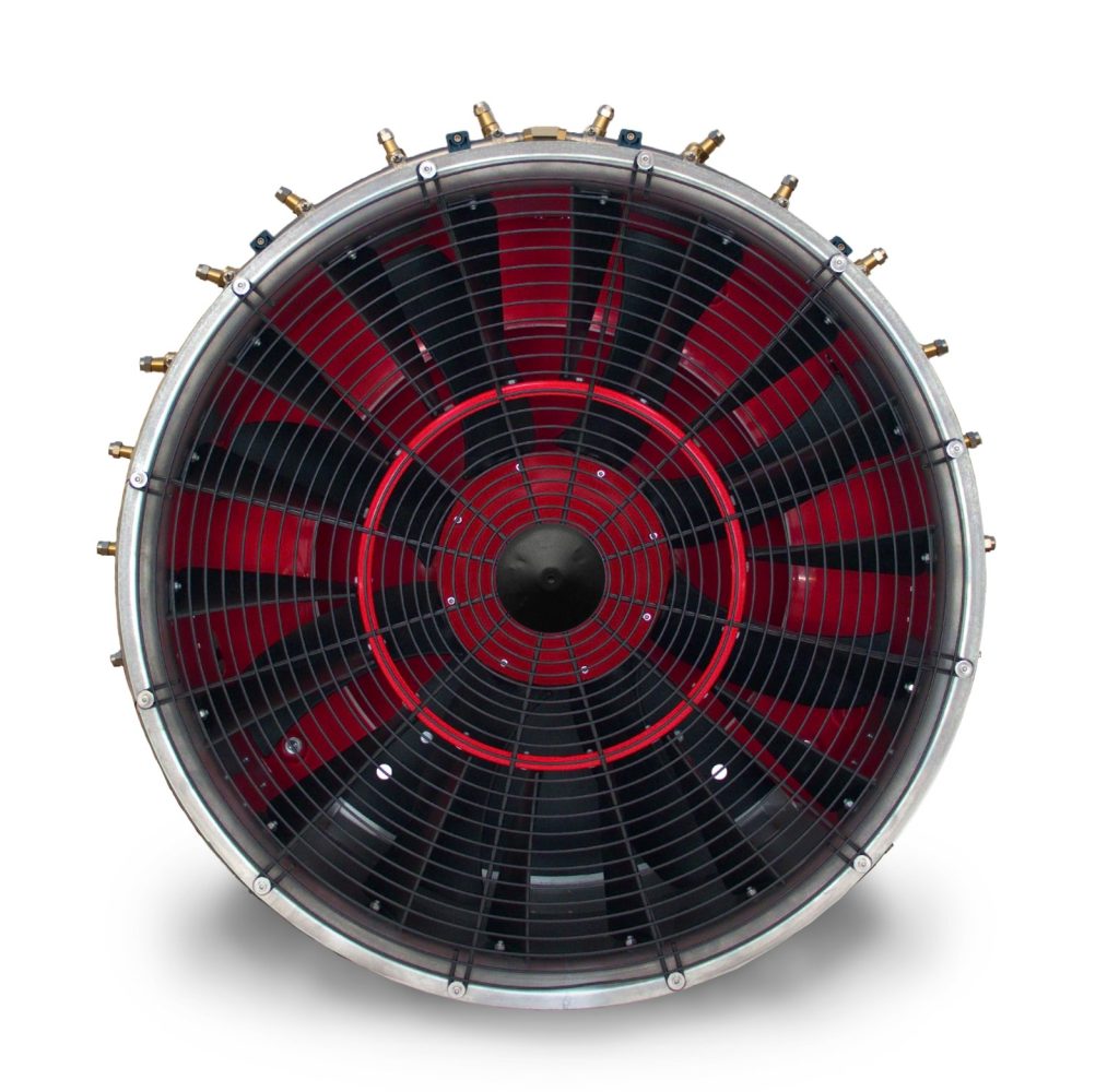 Ventilateur Mega Dinamic en acier inoxydable, vue de face