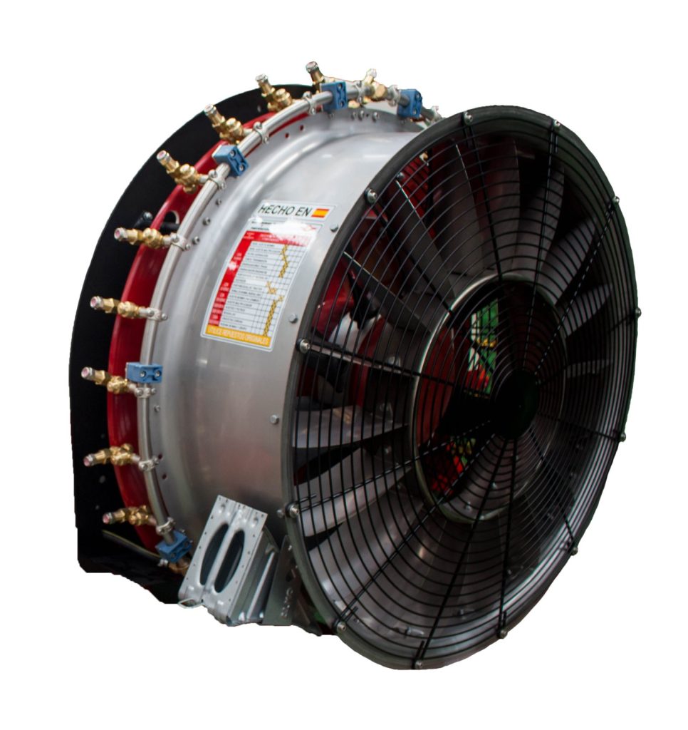 Ventilateur Mega Dinamic en acier inoxydable, en perspective