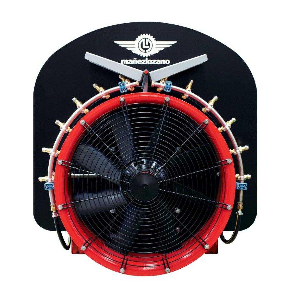 Dinamic mounted sprayer fan, front view