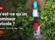 Atomiseur agricole Twister traitant une orangeraie, vu du ciel, avec le titre Qu’est-ce qu’un atomiseur agricole ?